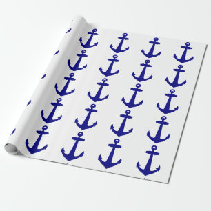 Navy Blue on White Coastal Dekoration Anker Geschenkpapier