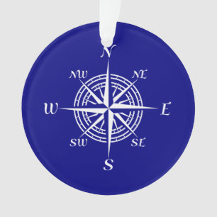 Navy Blue on White Coastal Dekoration Kompass Rose