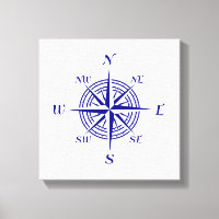 Navy Blue on White Coastal Dekoration Kompass Rose
