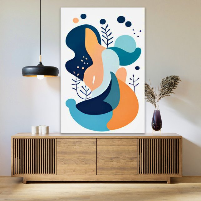 Navy Blue Orange Abstrakt Boho Illustration AI Art Poster (Von Creator hochgeladen)