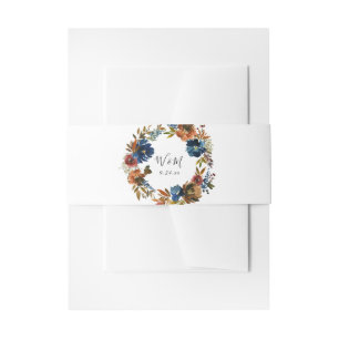 Navy Blue, Orange & Brown 5 Floral 2 Einladungsbanderole