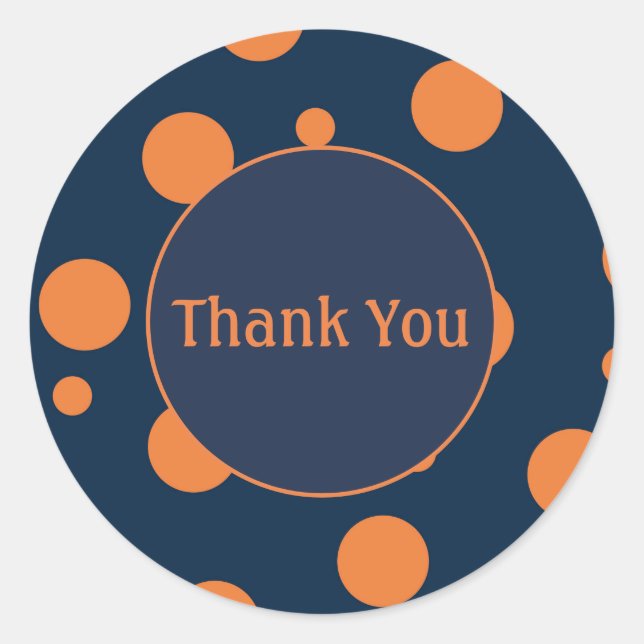 Navy Blue Orange Dots Vielen Dank Sticker (Vorderseite)