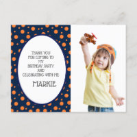 Navy Blue Orange Polka Dot Birthday Vielen Dank