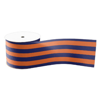 Navy Blue & Orange Streifen | Länge | Benutzerdefi Ripsband