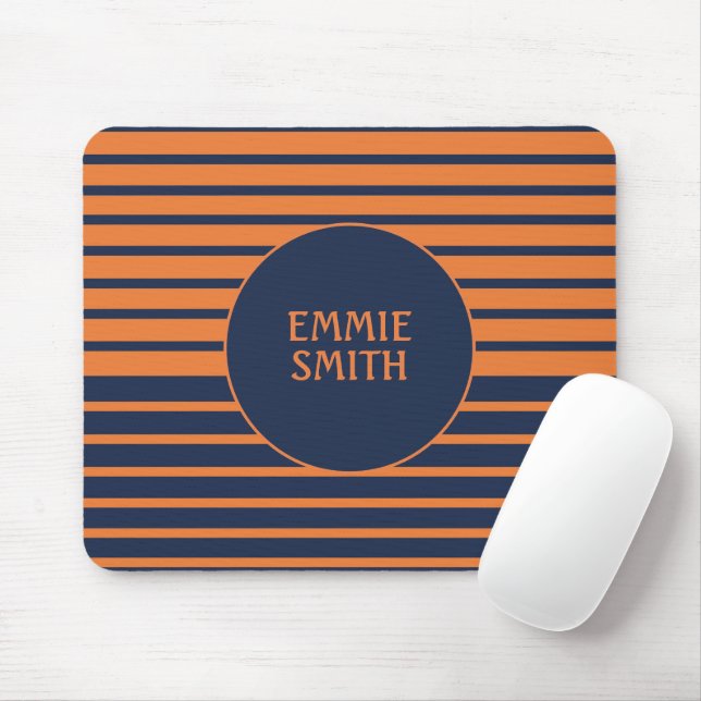 Navy Blue Orange Streifen Personalisiert Mousepad (Mit Mouse)