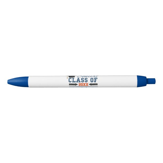 Navy Blue Orange Typografy Abschluss Pen Kugelschreiber (Vorderseite)