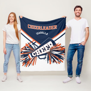 Navy Blue, Orange und White 📣 Cheerleader Fleecedecke