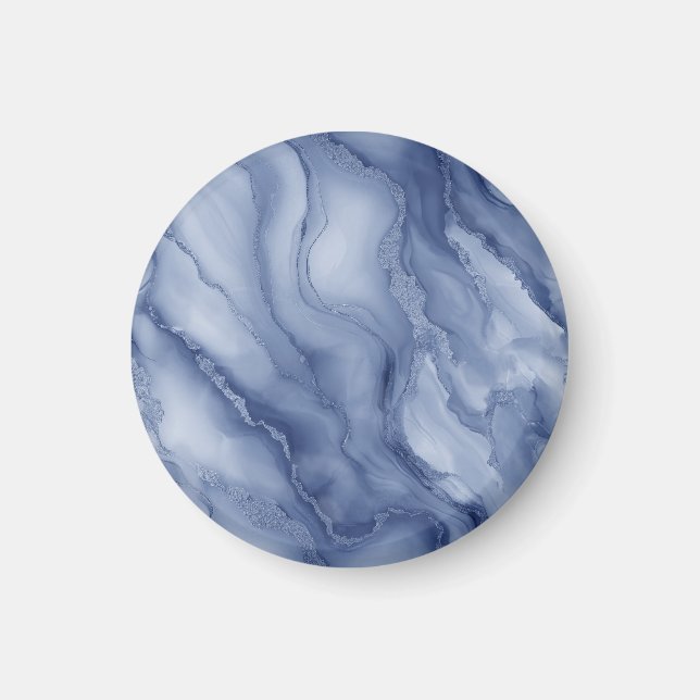 Navy- Blue Organic Marble-Like Texture Magnet (Vorne)