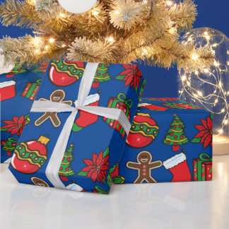 Navy Blue Ornaments Weihnachtsgeschenke Wrap Geschenkpapier