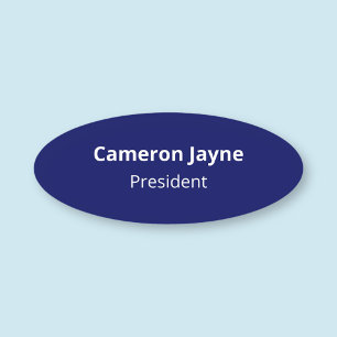 Navy Blue Oval Shape Name Tag Button oder Magnetic