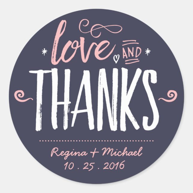 Navy Blue Paint Brush Typografy Danke Aufkleber (Vorderseite)