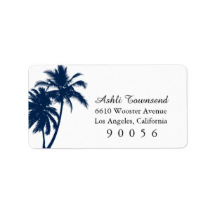 Navy Blue Palm Trees Destionierung Hochzeits-Brief Adressaufkleber