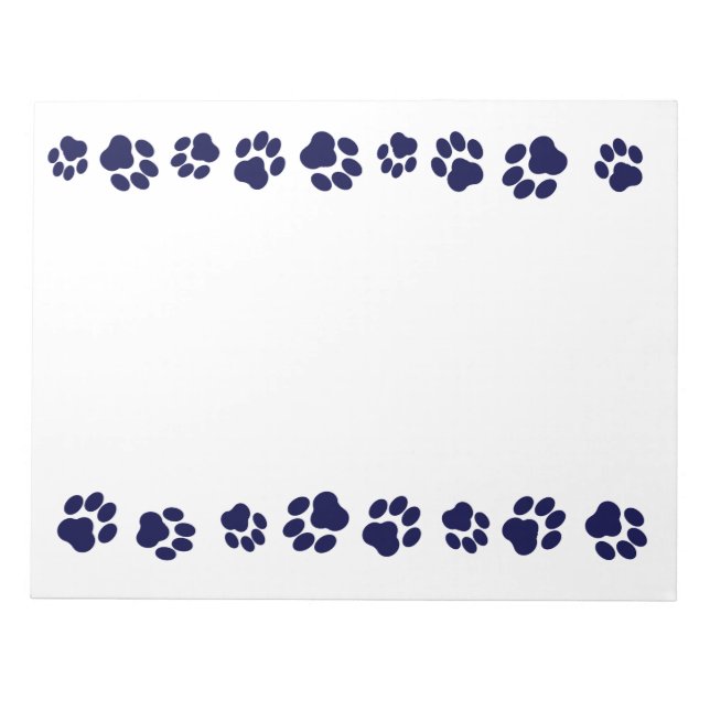 Navy Blue Paw Print Notepad Notizblock (Vorderseite)