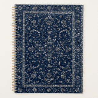 Navy-Blue-Perser-Teppich-Blumenmuster-Notizbuch Planer