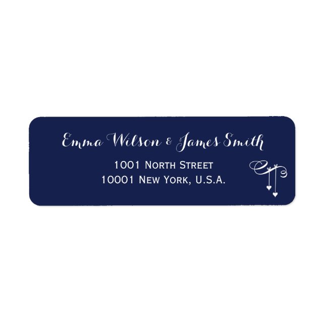 Navy Blue Personalisiert Address Labels mit Herz (Vorne)