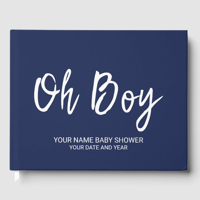 Navy Blue Personalisiert Baby Boy Shower Gästebuch (Vorderseite)