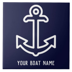 Navy Blue Personalisiert Bootanchor Keramik Tile Fliese