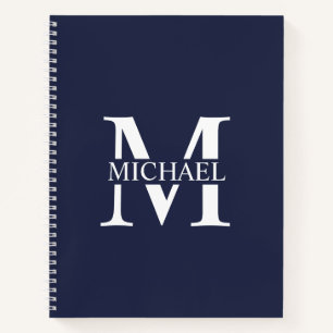 Navy Blue Personalisiert Eleganton Monogram und Na Notizbuch
