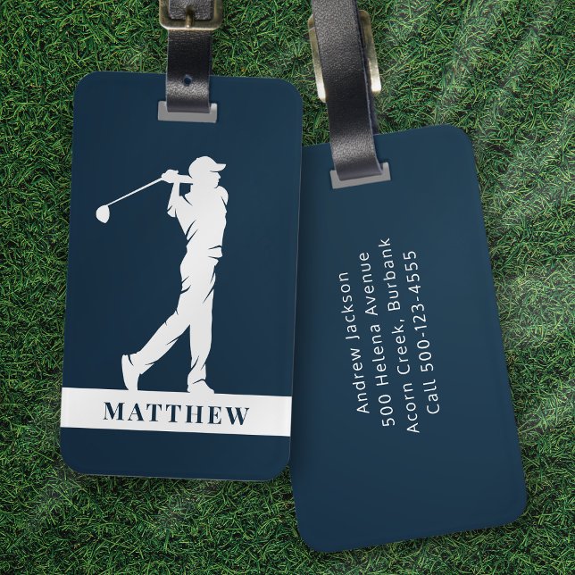 Navy Blue Personalisiert Monogram Golfer Gepäckanhänger (Von Creator hochgeladen)