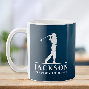 Navy Blue Personalisiert Monogram Golfer Kaffeetasse