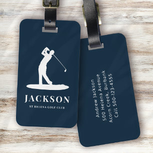 Navy Blue Personalisiert Monogram Golfer Logo Gepäckanhänger