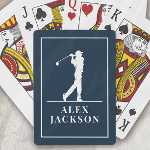 Navy Blue Personalisiert Monogram Golfer Spielkarten