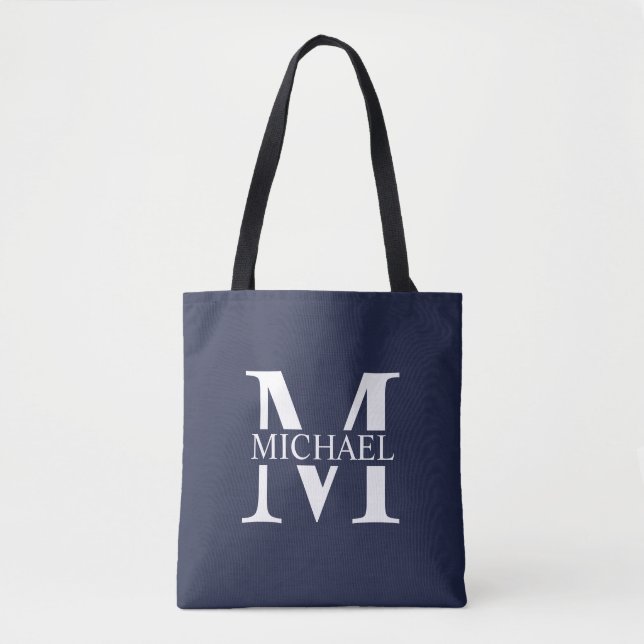 Navy Blue Personalisiert Monogram und Name (Vorderseite)