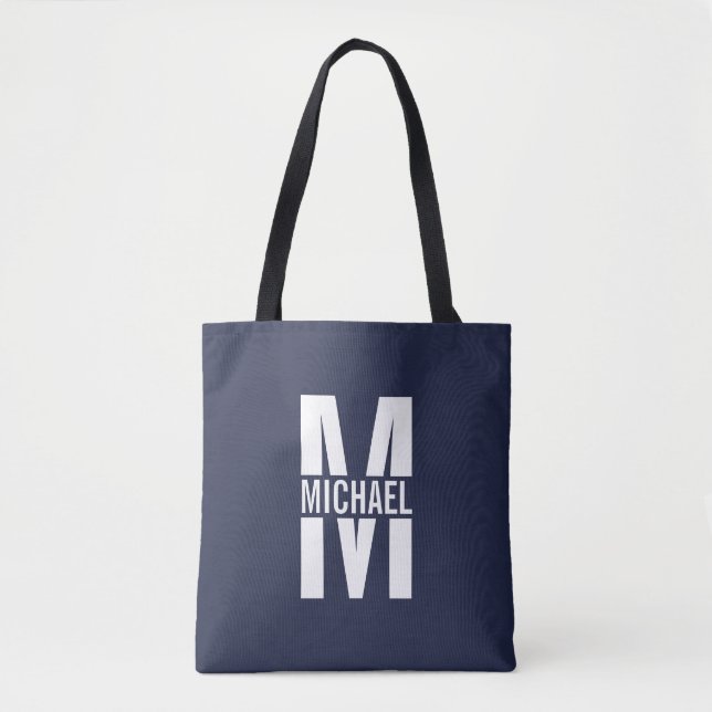 Navy Blue Personalisiert Monogram und Name (Vorderseite)