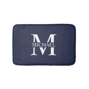 Navy Blue Personalisiert Monogram und Name Badematte