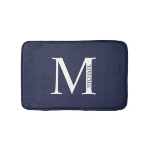 Navy Blue Personalisiert Monogram und Name Badematte