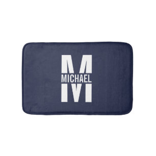 Navy Blue Personalisiert Monogram und Name Badematte