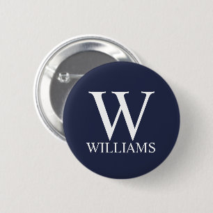 Navy Blue Personalisiert Monogram und Name Button