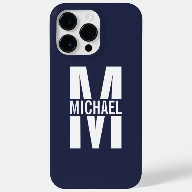 Navy Blue Personalisiert Monogram und Name Case-Mate iPhone Hülle (Rückseite)