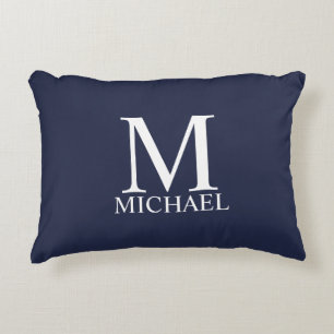 Navy Blue Personalisiert Monogram und Name Dekokissen