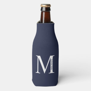 Navy Blue Personalisiert Monogram und Name Flaschenkühler