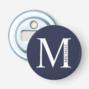 Navy Blue Personalisiert Monogram und Name Flaschenöffner