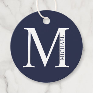 Navy Blue Personalisiert Monogram und Name Geschenkanhänger