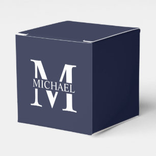 Navy Blue Personalisiert Monogram und Name Geschenkschachtel