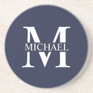 Navy Blue Personalisiert Monogram und Name Getränkeuntersetzer