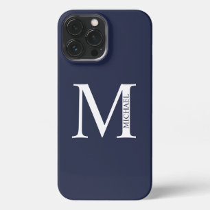 Navy Blue Personalisiert Monogram und Name iPhone 13 Pro Max Hülle