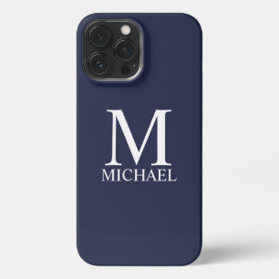 Navy Blue Personalisiert Monogram und Name iPhone 13 Pro Max Hülle
