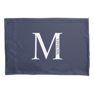Navy Blue Personalisiert Monogram und Name Kissenbezug