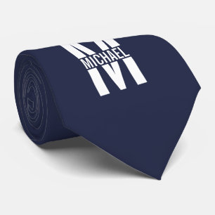 Navy Blue Personalisiert Monogram und Name Krawatte