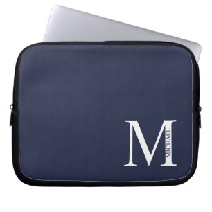 Navy Blue Personalisiert Monogram und Name Laptopschutzhülle