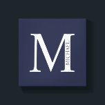 Navy Blue Personalisiert Monogram und Name Leinwanddruck<br><div class="desc">Personalisiert Monogram und Name Design zeichnen sich durch personalisierte Monogramme und Namen im klassischen Serif-Schriftart-Stil aus. Perfekt als Wohngestaltungen,  Hauswärme Geschenke,  Feriengeschenke für Familien,  Neuvermählte und mehr.</div>