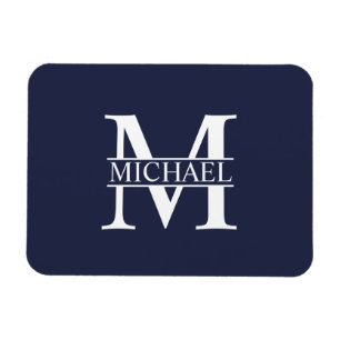 Navy Blue Personalisiert Monogram und Name Magnet