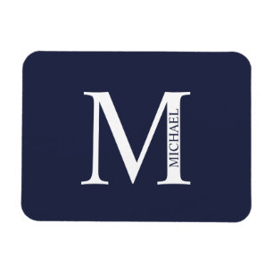 Navy Blue Personalisiert Monogram und Name Magnet