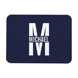 Navy Blue Personalisiert Monogram und Name Magnet