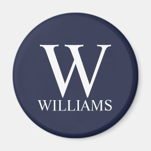 Navy Blue Personalisiert Monogram und Name Magnet