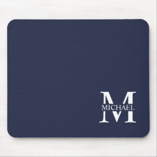 Navy Blue Personalisiert Monogram und Name Mousepad